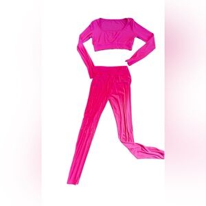 Pink loungewear crop top and bottoms set up size S